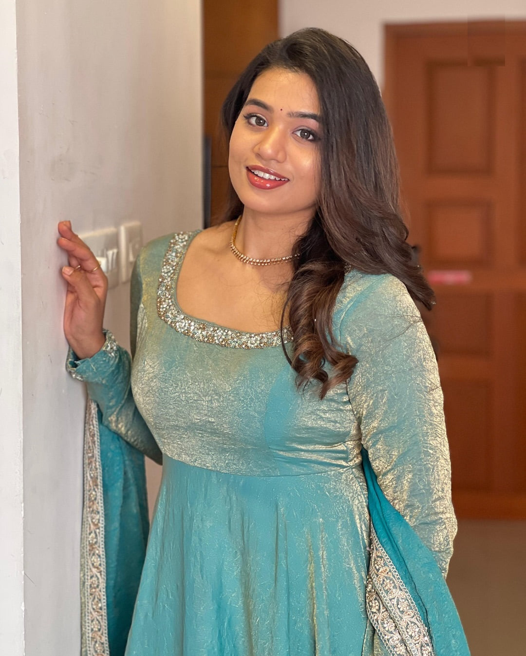 Pastel Blue Designer Anarkali Set – ZARIIYAA