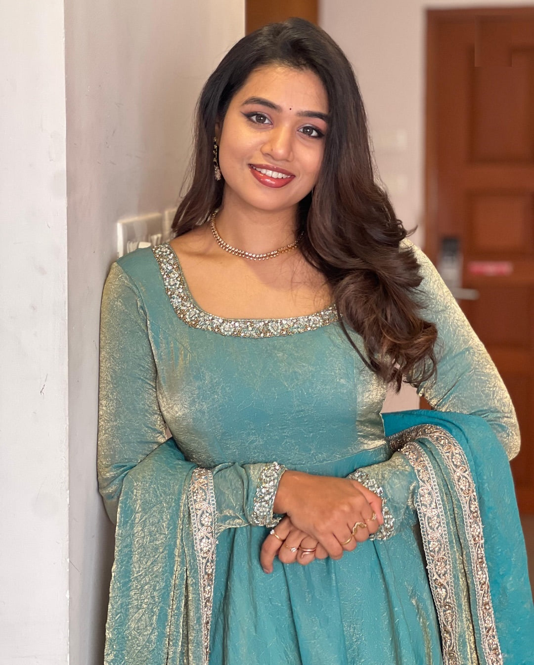 Pastel Blue Designer Anarkali Set – ZARIIYAA