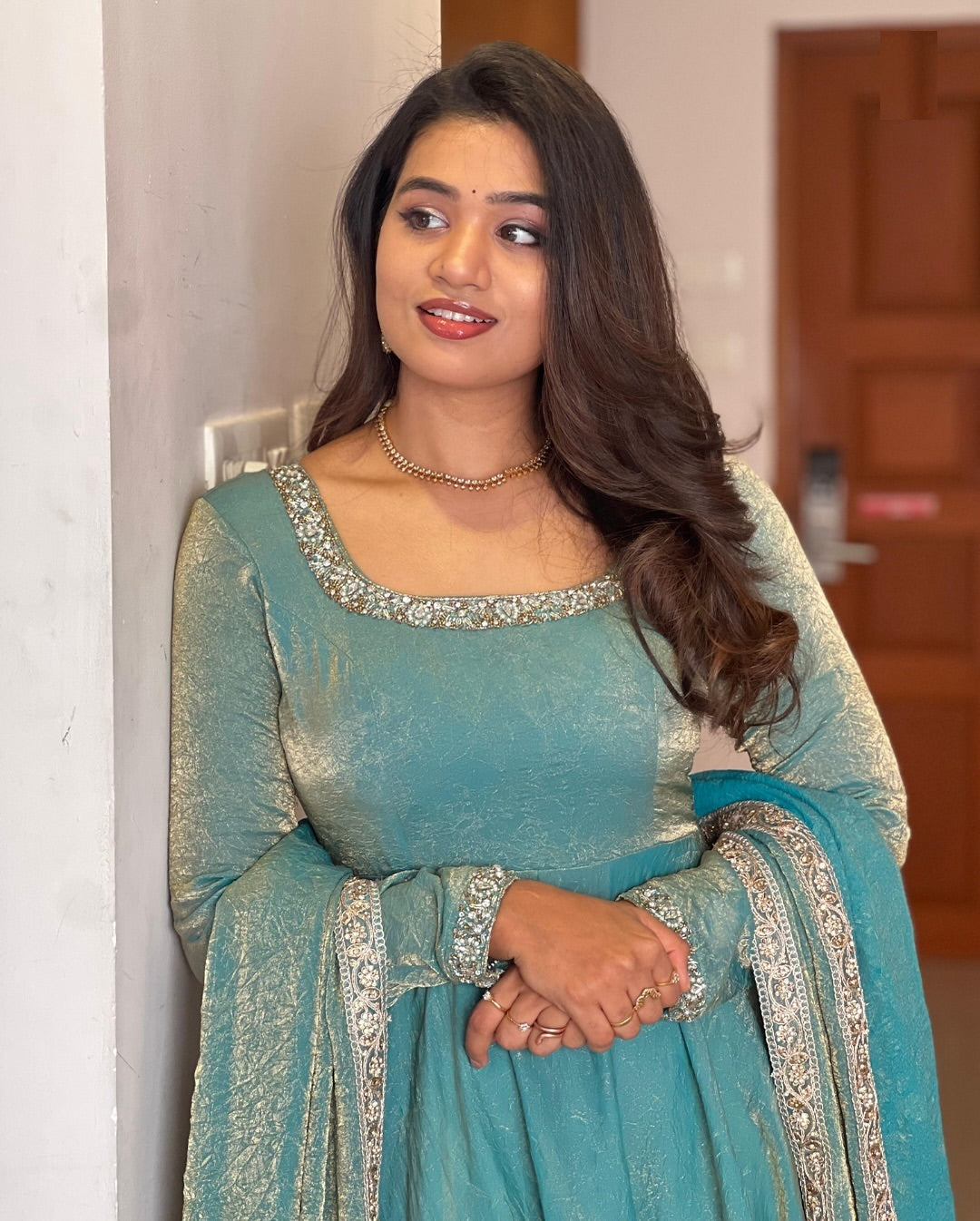 Pastel Blue Designer Anarkali Set – ZARIIYAA