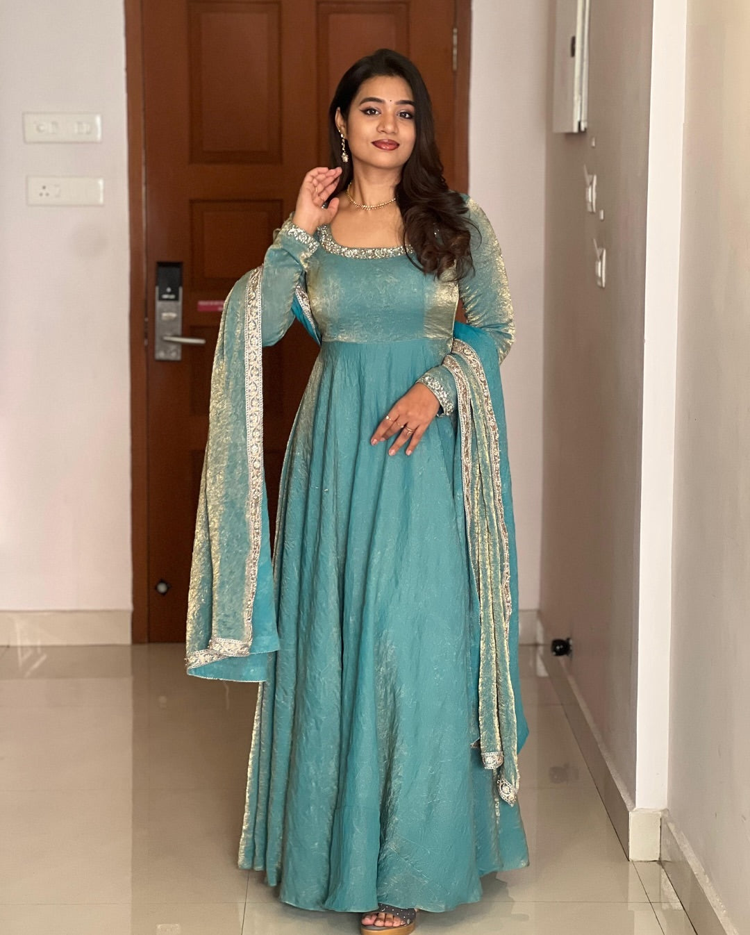 Pastel Blue Designer Anarkali Set – ZARIIYAA