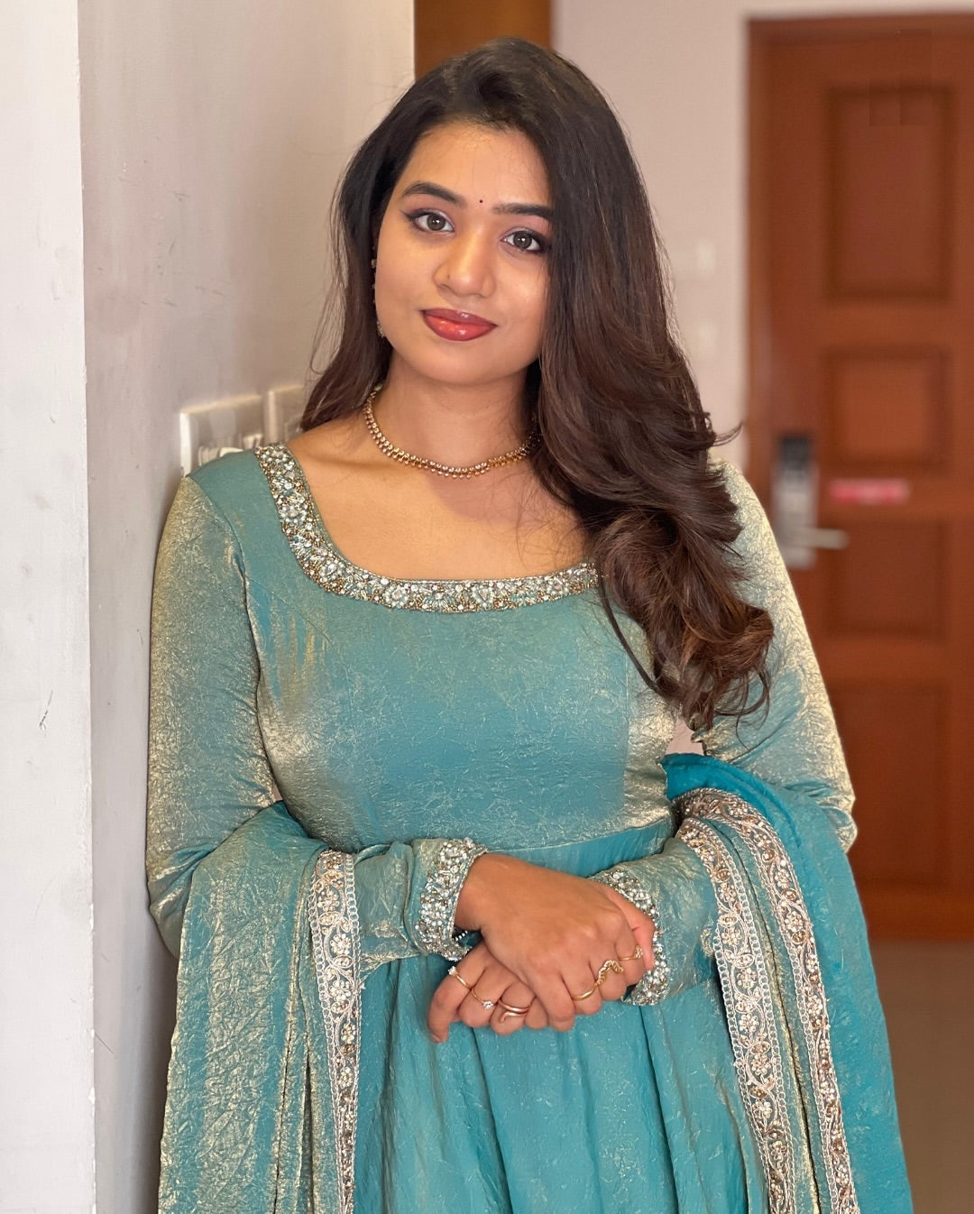 Pastel Blue Designer Anarkali Set – ZARIIYAA