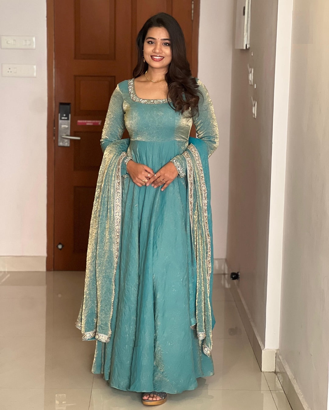 Pastel Blue Designer Anarkali Set – ZARIIYAA