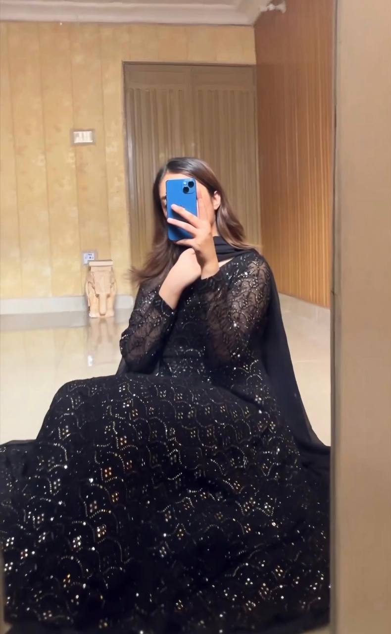 Designer Anarkali Suit is luxury clothing Considered to be high quality Made by Thread-Sequins Embroidery.