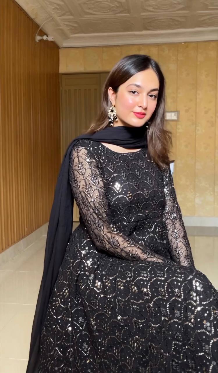 Designer Anarkali Suit is luxury clothing Considered to be high quality Made by Thread-Sequins Embroidery.