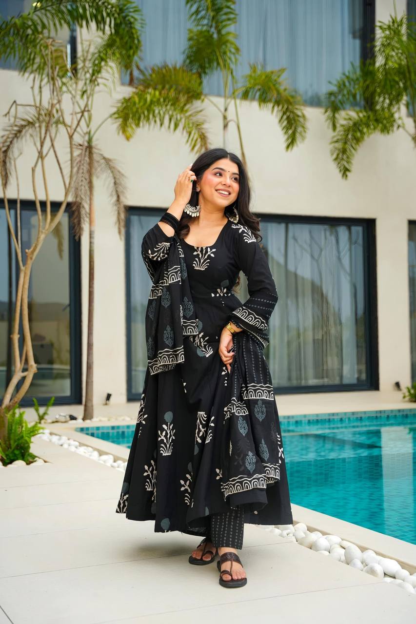 Designer Anarkali Suit is luxury clothing Considered to be high quality Made by digital print.
