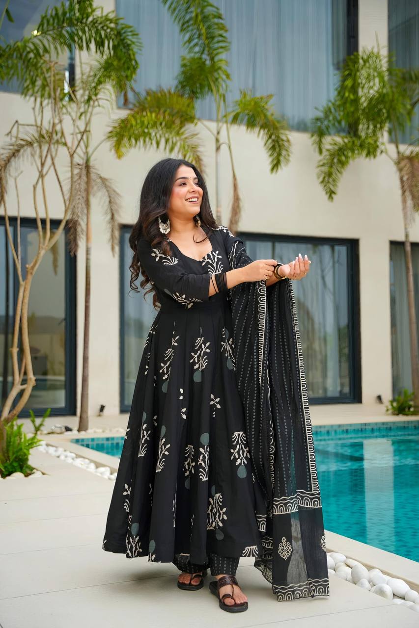 Designer Anarkali Suit is luxury clothing Considered to be high quality Made by digital print.