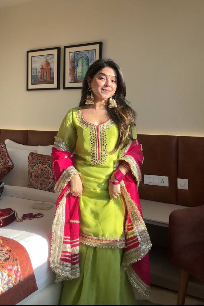 Designer Sarara Suit is luxury clothing Considered to be high quality Made by Thread-Sequins Embroidery.