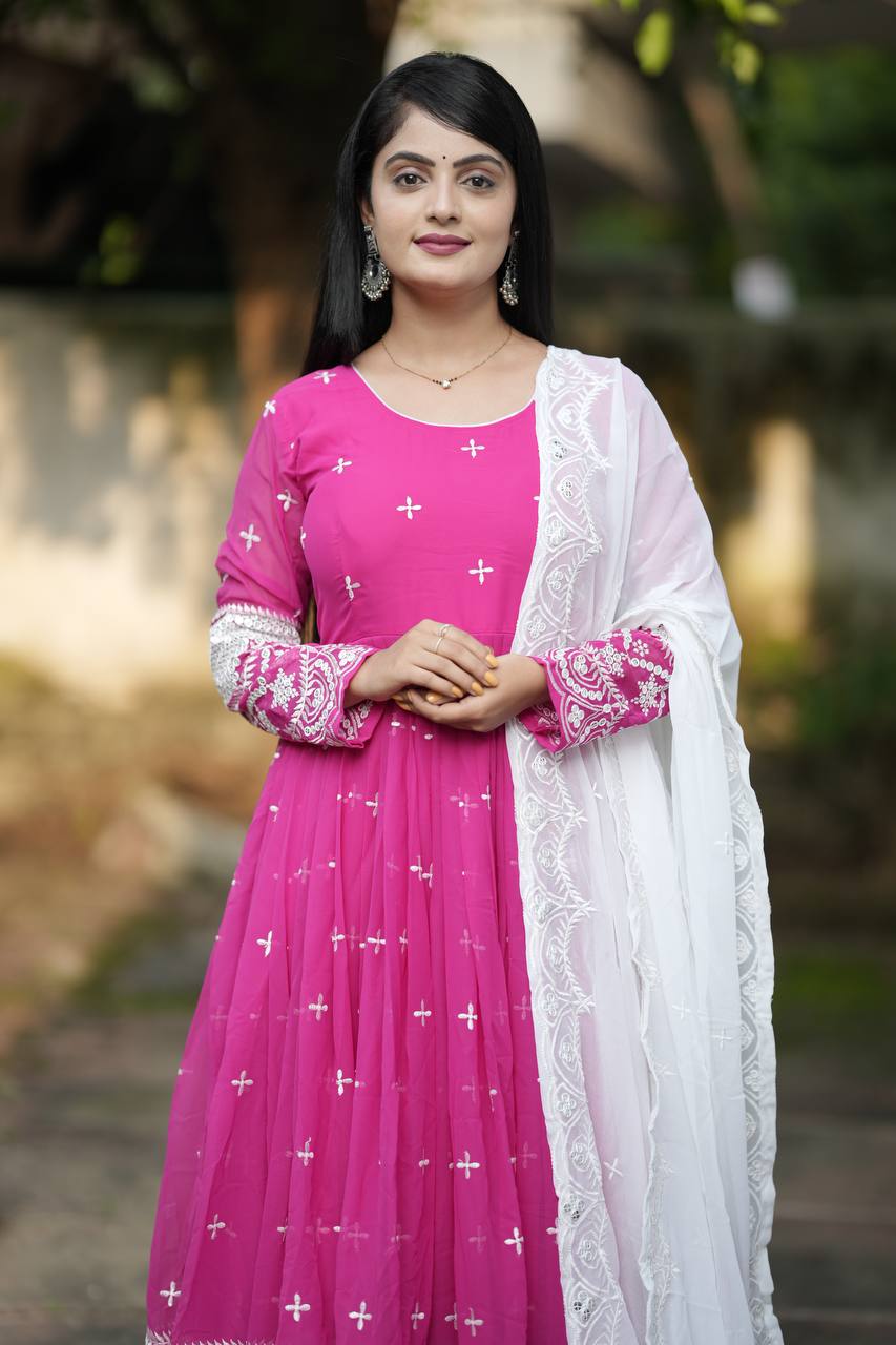 Designer Anarkali Suit is luxury clothing Considered to be high quality Made by Thread-Sequins Embroidery.