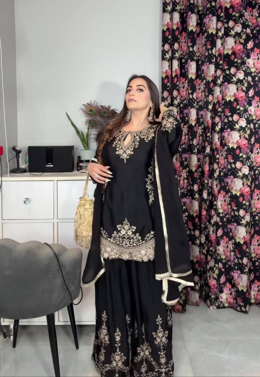 *Launching New Designer Party Wear Look Top , Sharara Plazzo  and Dupatta*