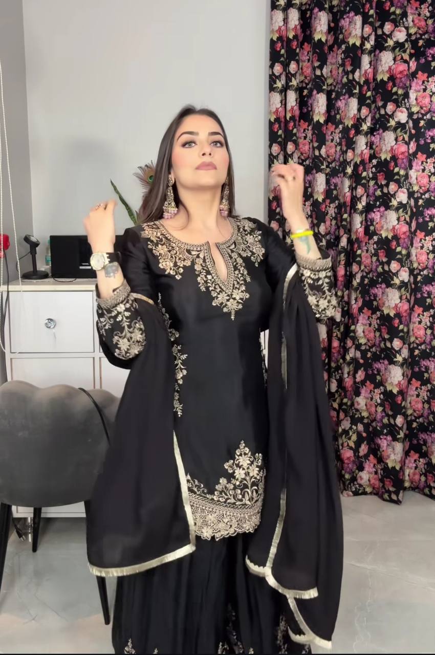 *Launching New Designer Party Wear Look Top , Sharara Plazzo  and Dupatta*