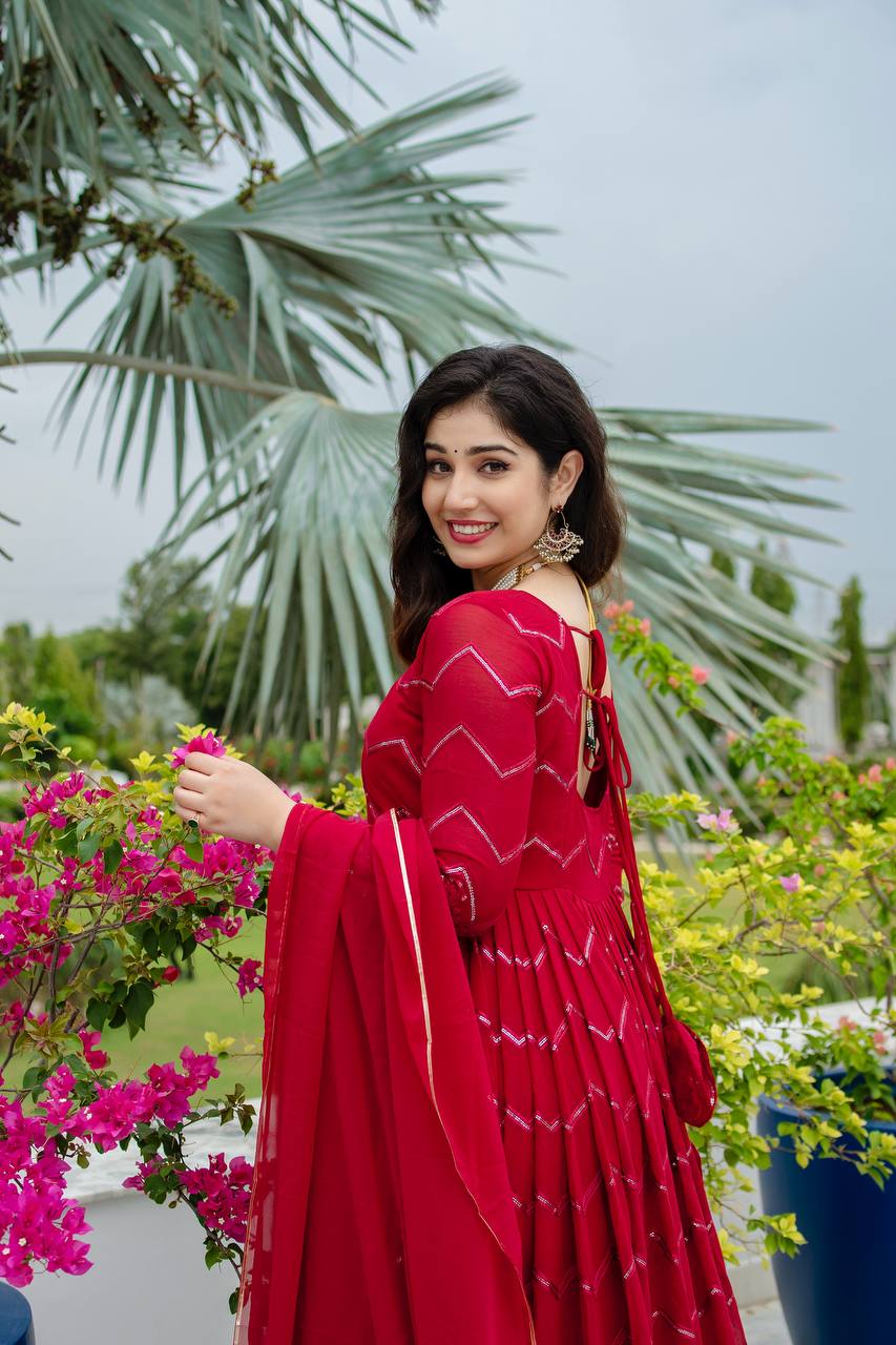 Designer Anarkali Suit is luxury clothing Considered to be high quality Made by Thread-Sequins Embroidery.