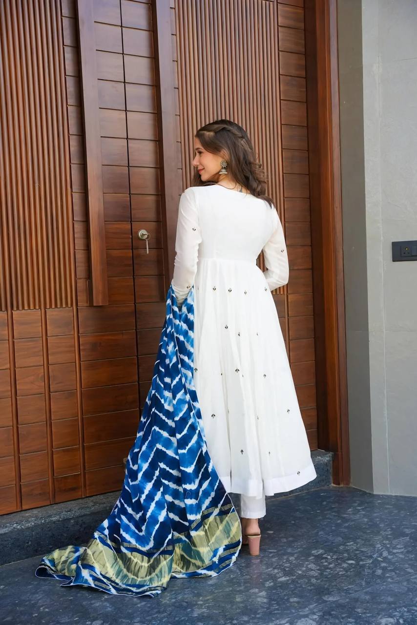 Designer Anarkali Suit is luxury clothing Considered to be high quality Made by Thread-Sequins Embroidery