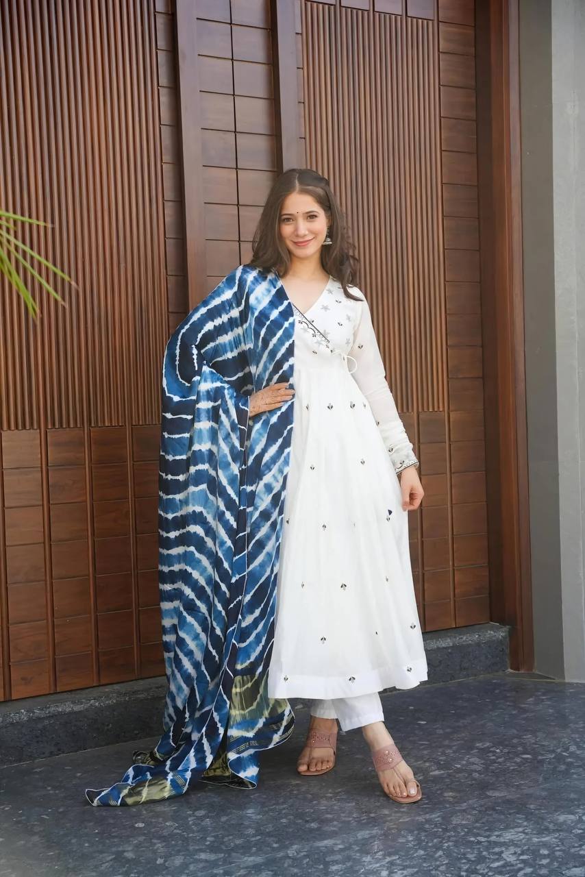 Designer Anarkali Suit is luxury clothing Considered to be high quality Made by Thread-Sequins Embroidery