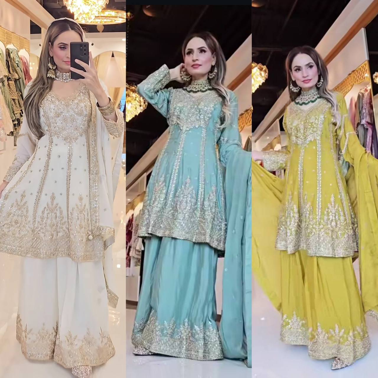 *Presenting  New Designer Party Wear Look Top-Plazzo and Dupatta With Heavy Embroidery Work*