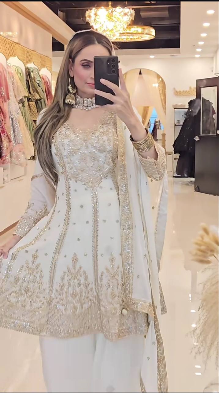 *Presenting  New Designer Party Wear Look Top-Plazzo and Dupatta With Heavy Embroidery Work*