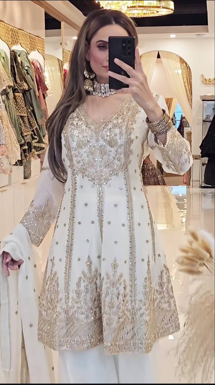 *Presenting  New Designer Party Wear Look Top-Plazzo and Dupatta With Heavy Embroidery Work*