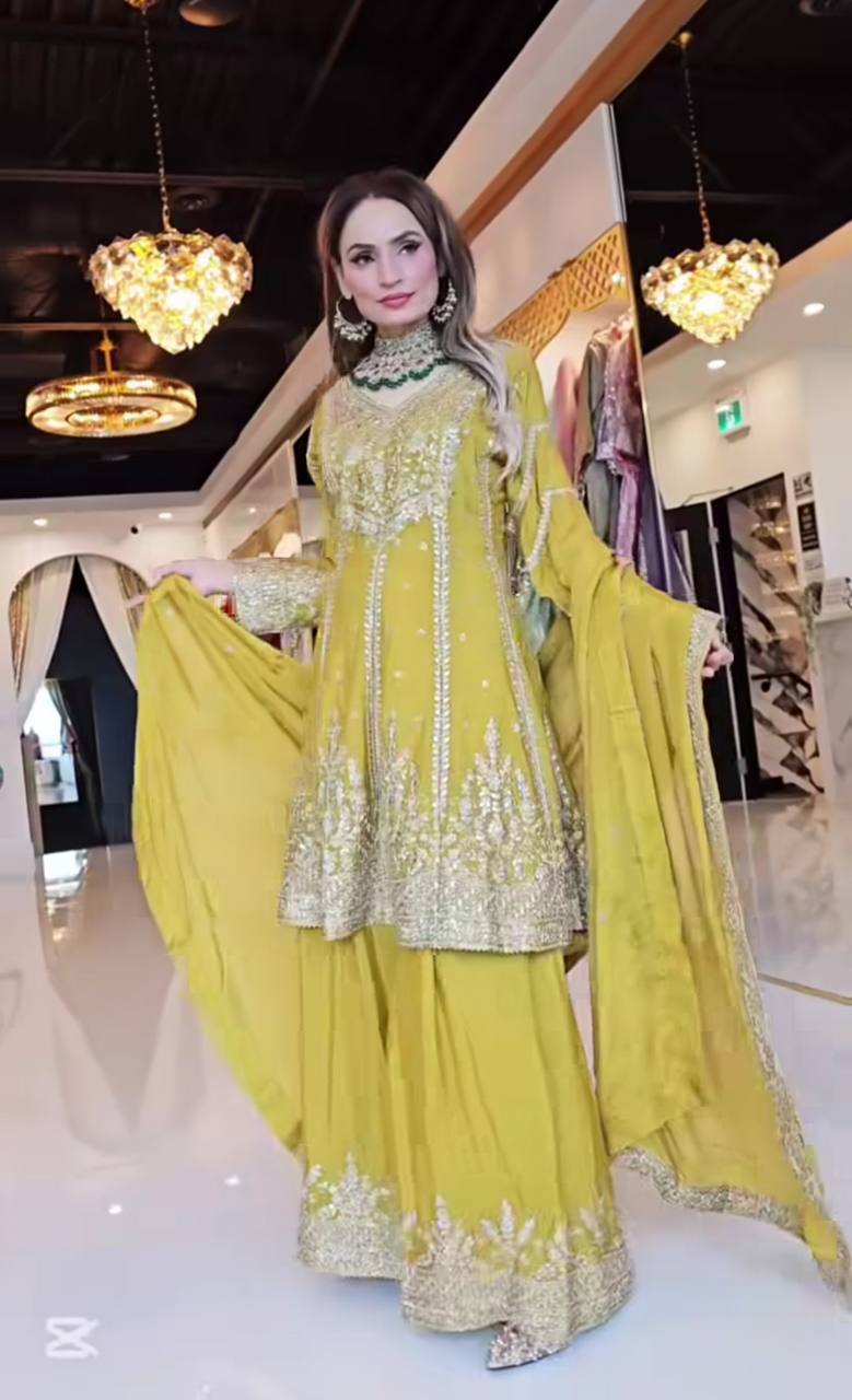 *Presenting  New Designer Party Wear Look Top-Plazzo and Dupatta With Heavy Embroidery Work*