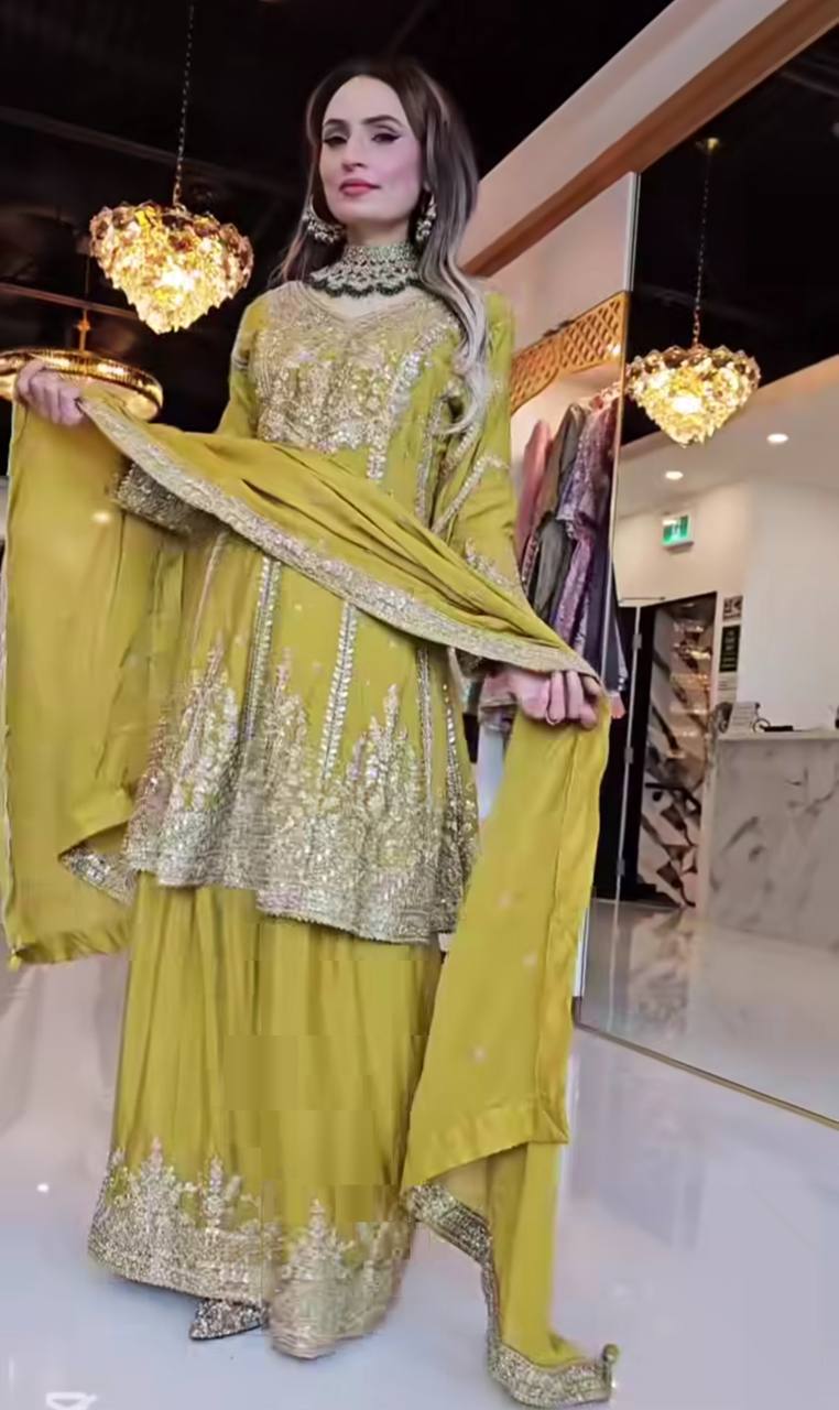 *Presenting  New Designer Party Wear Look Top-Plazzo and Dupatta With Heavy Embroidery Work*