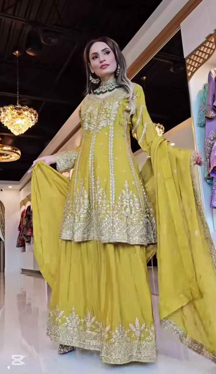 *Presenting  New Designer Party Wear Look Top-Plazzo and Dupatta With Heavy Embroidery Work*