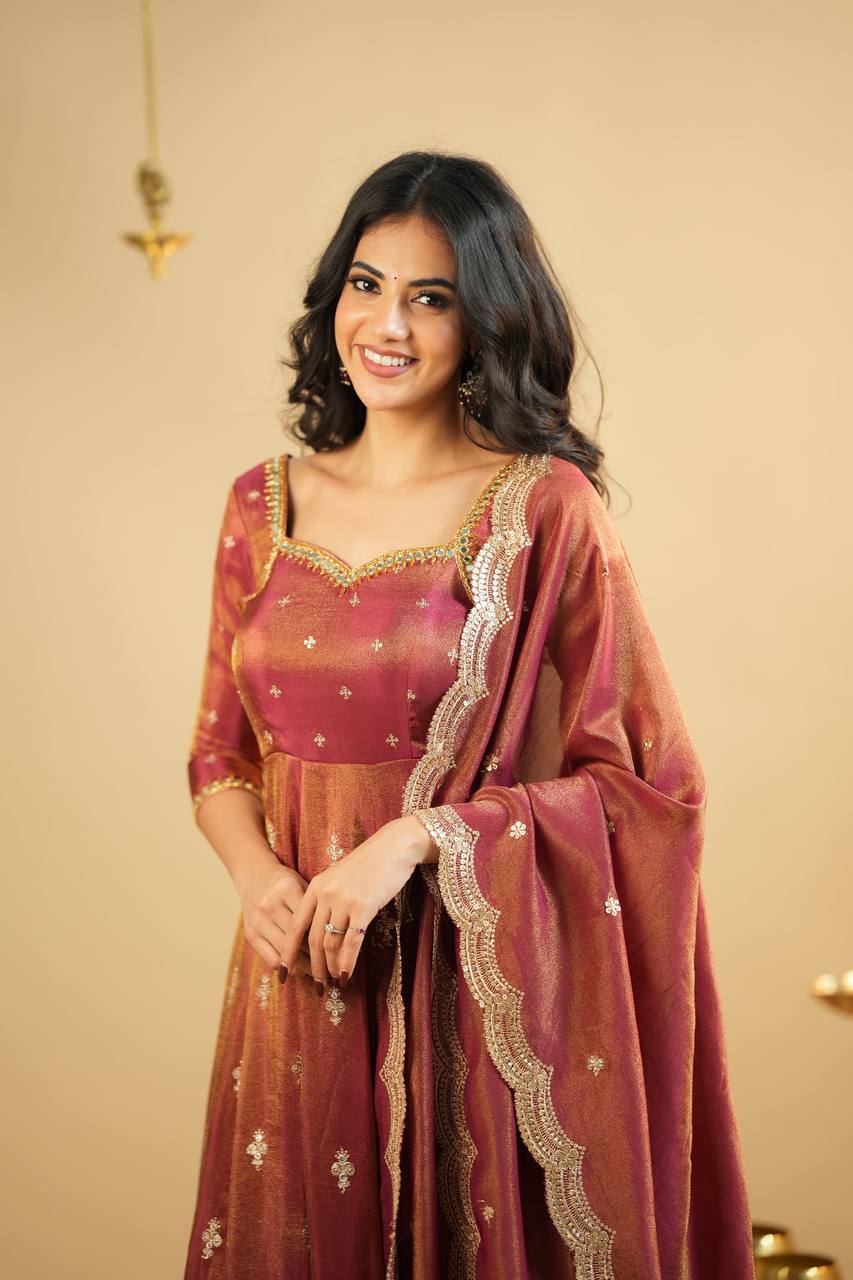 Anarkali Suit is luxury clothing Considered to be high quality Made by Thread-Sequins Embroidery.