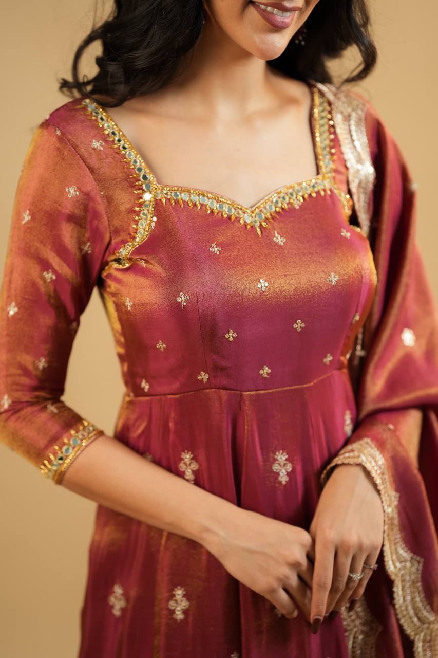 Anarkali Suit is luxury clothing Considered to be high quality Made by Thread-Sequins Embroidery.