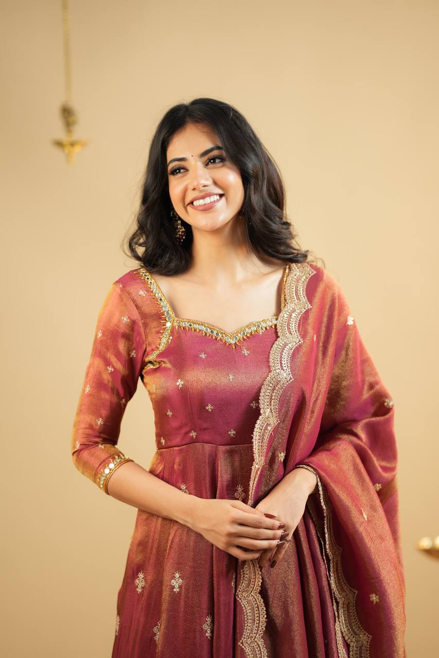 Anarkali Suit is luxury clothing Considered to be high quality Made by Thread-Sequins Embroidery.