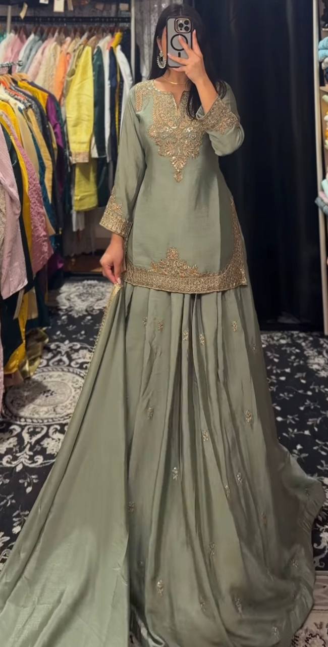 Party Wear Designer Lehenga Choli Set with Dupatta – Vichitra Silk Embroidery