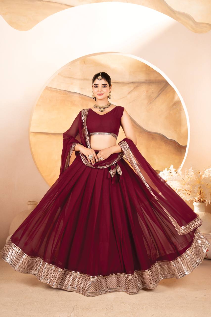 Designer Dyeable Faux Blooming fabric Lehenga Choli & Dupatta Set