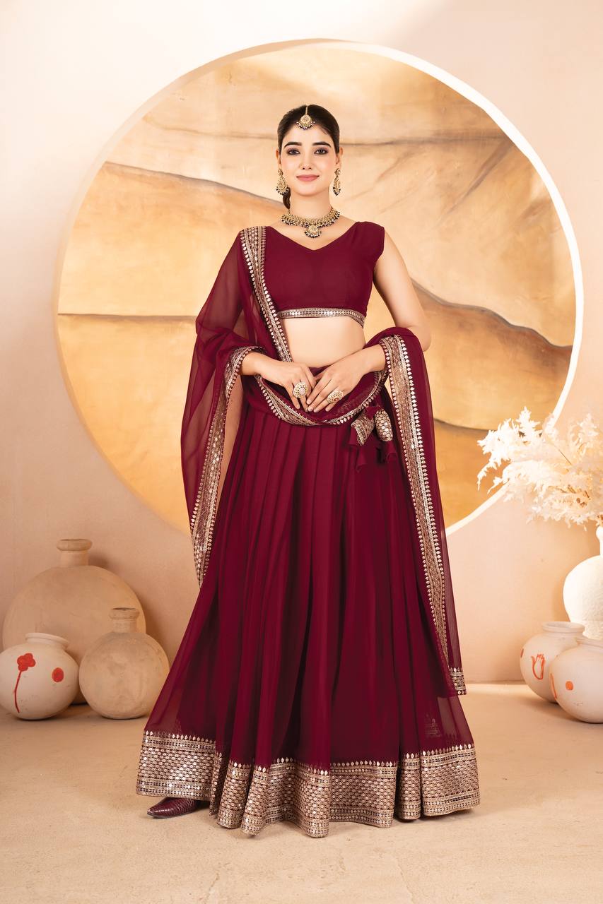 Designer Dyeable Faux Blooming fabric Lehenga Choli & Dupatta Set