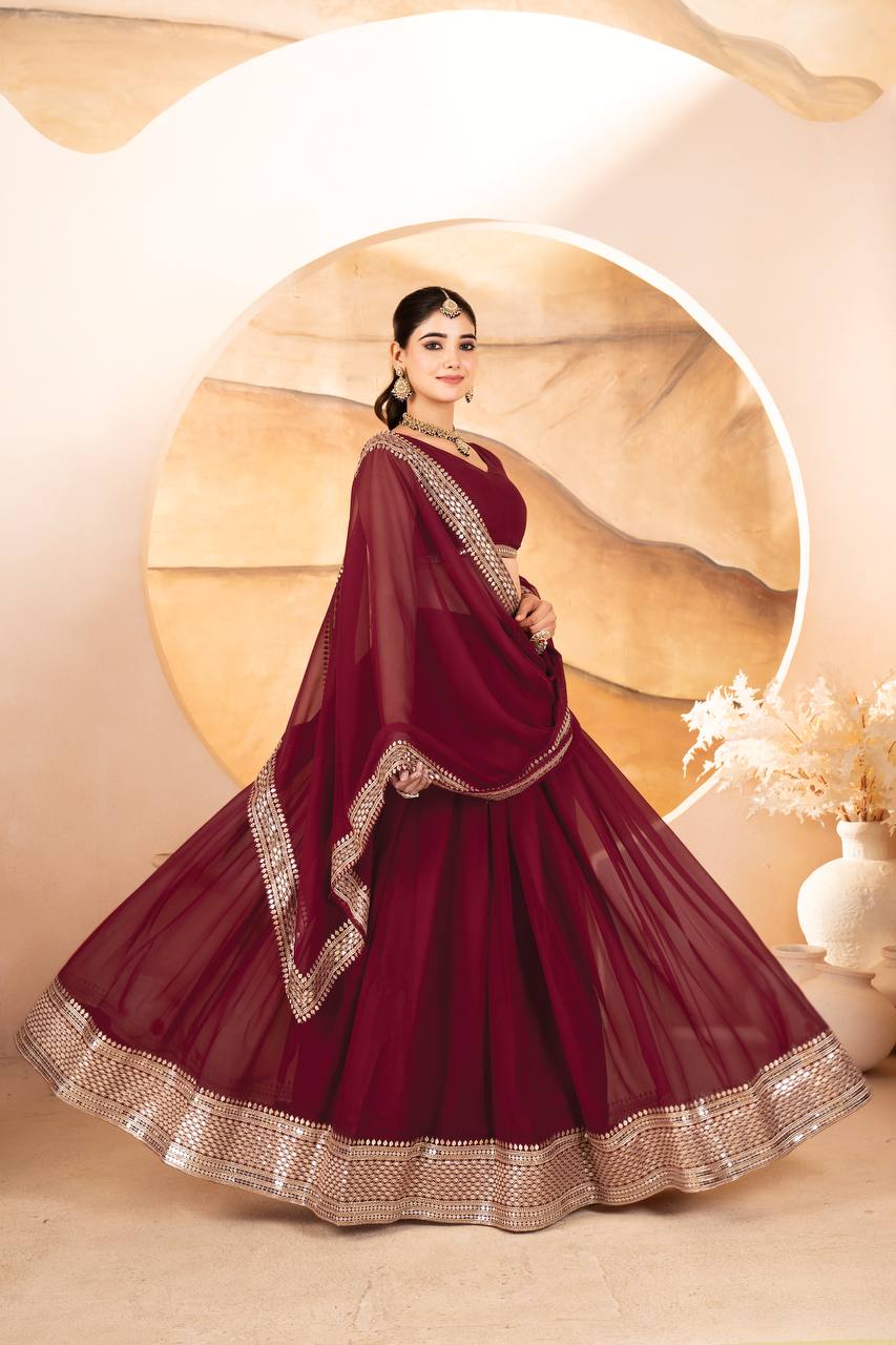 Designer Dyeable Faux Blooming fabric Lehenga Choli & Dupatta Set