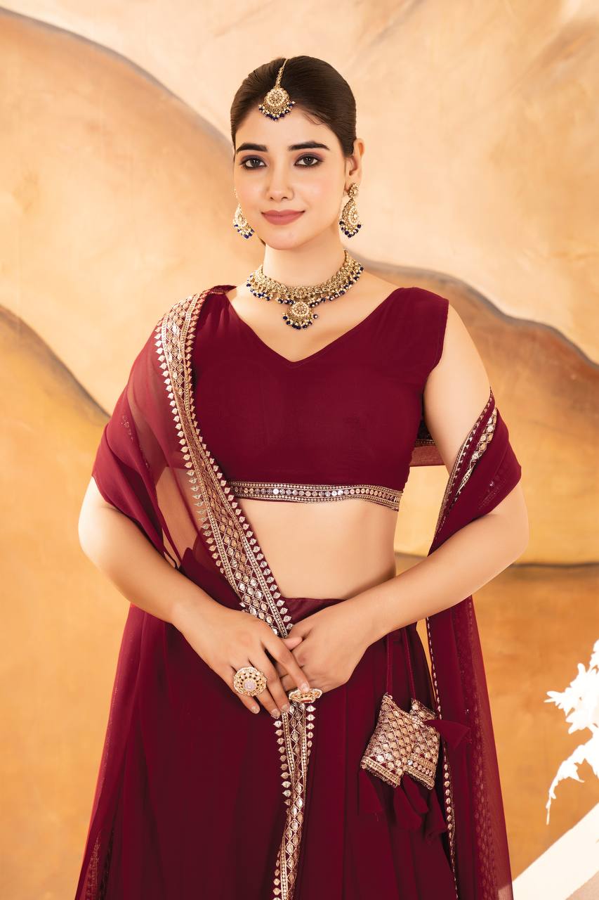 Designer Dyeable Faux Blooming fabric Lehenga Choli & Dupatta Set