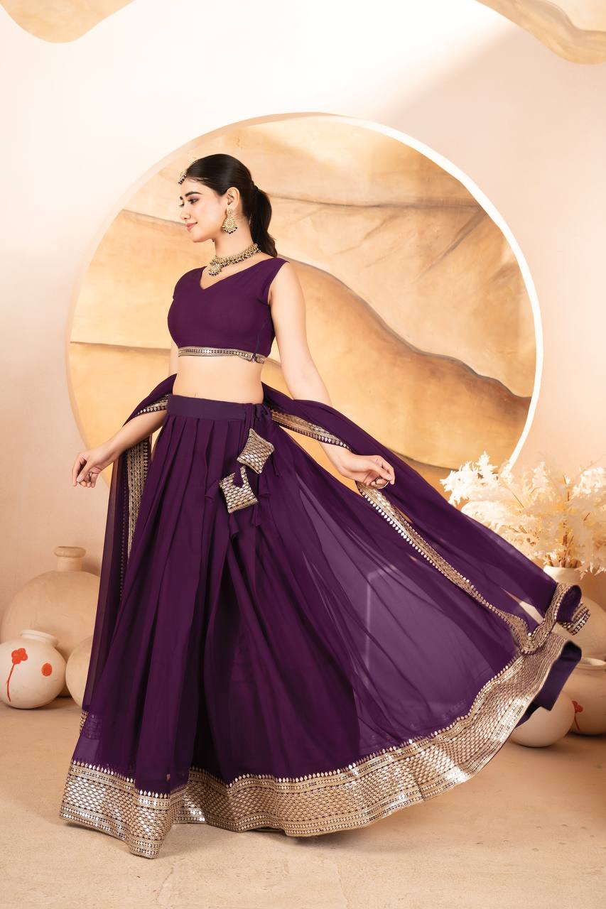 Designer Dyeable Faux Blooming fabric Lehenga Choli & Dupatta Set