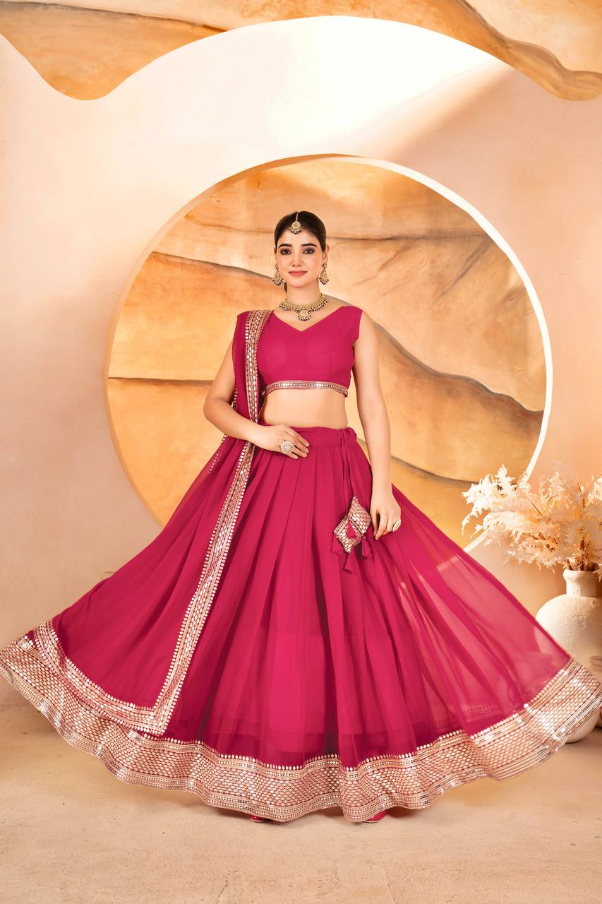 Designer Dyeable Faux Blooming fabric Lehenga Choli & Dupatta Set