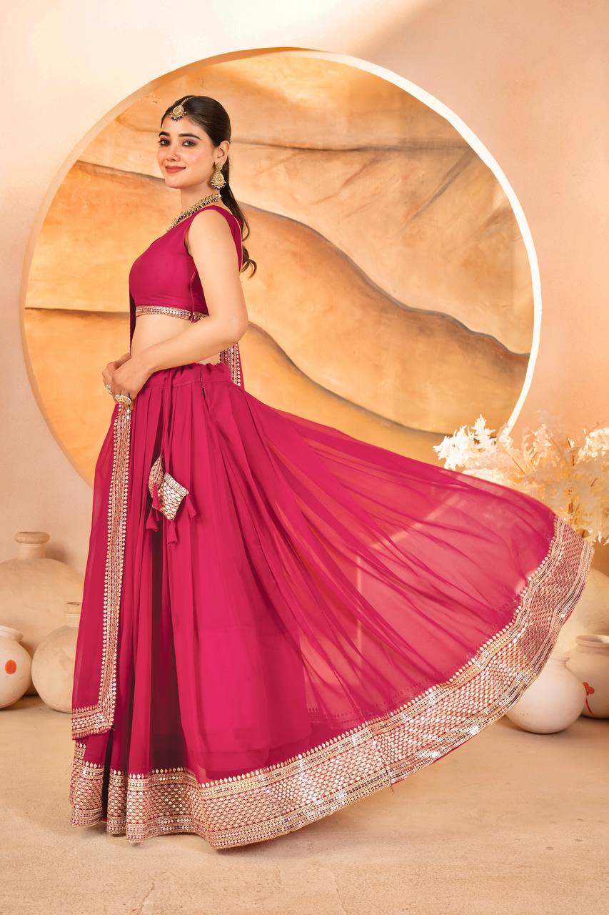 Designer Dyeable Faux Blooming fabric Lehenga Choli & Dupatta Set
