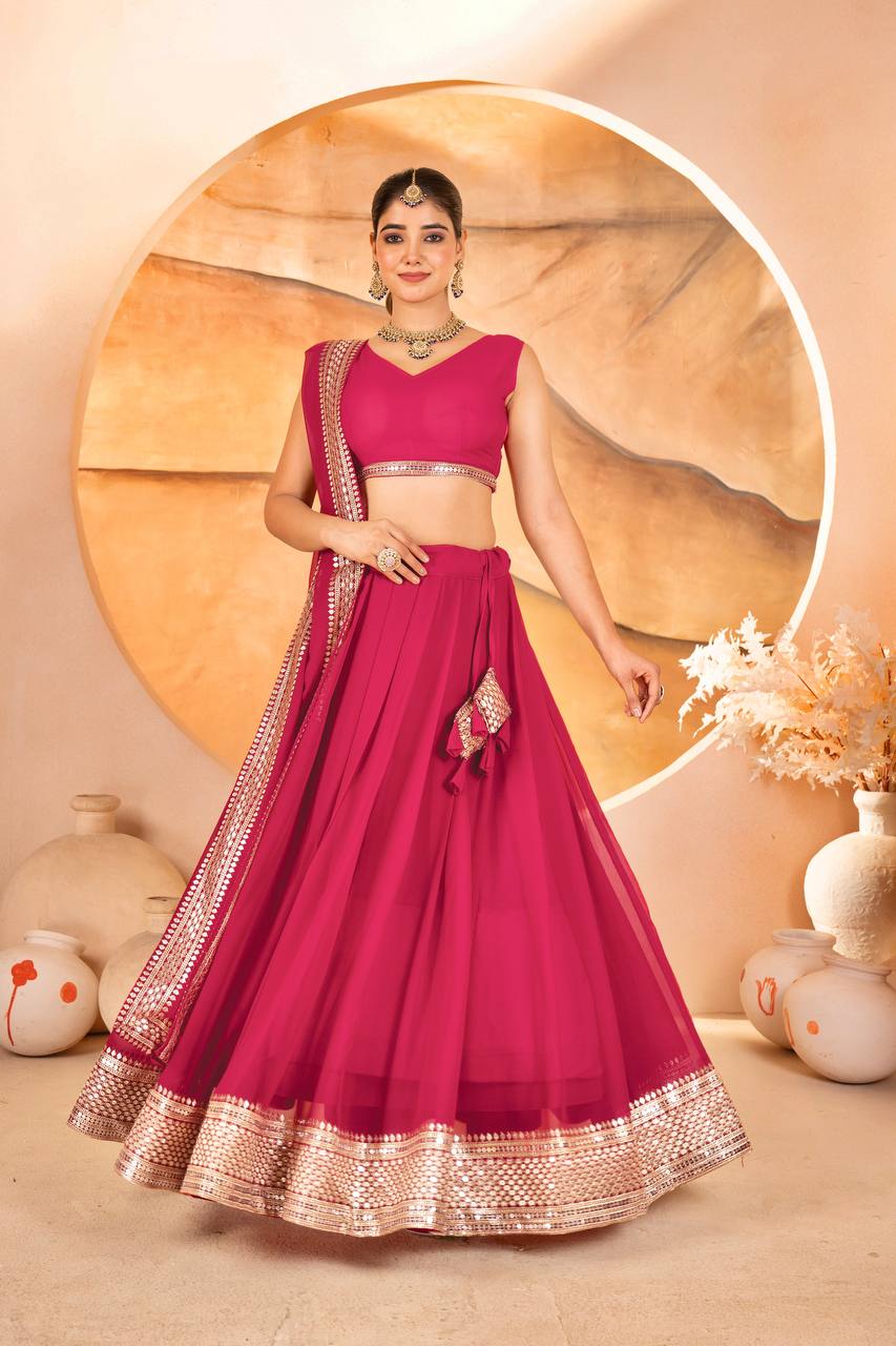 Designer Dyeable Faux Blooming fabric Lehenga Choli & Dupatta Set