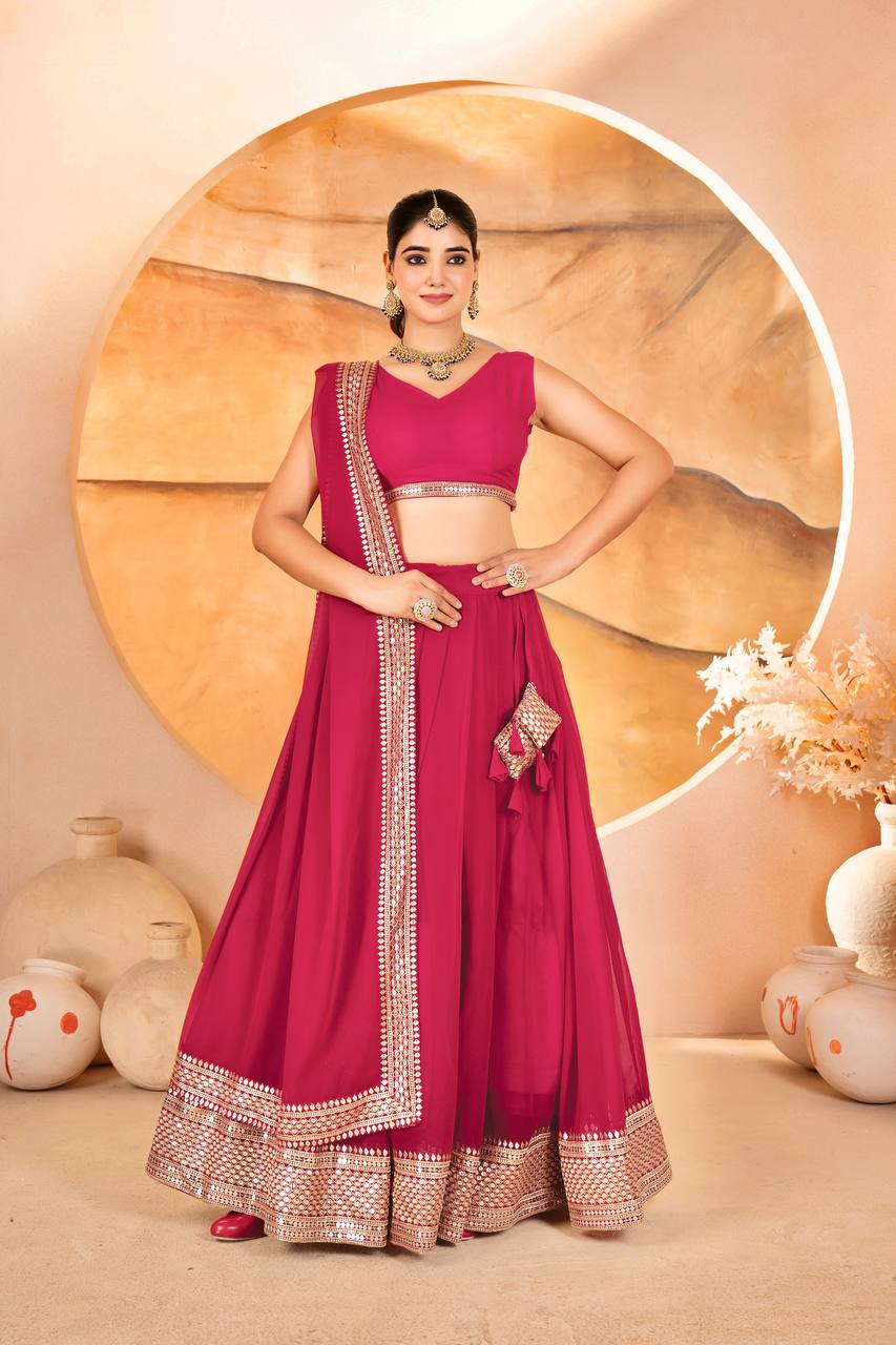 Designer Dyeable Faux Blooming fabric Lehenga Choli & Dupatta Set