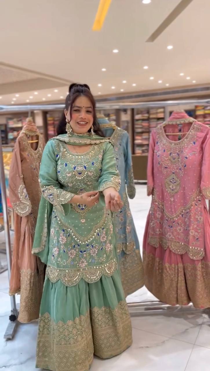 *Launching New Designer Party Wear Look Top , Sharara Plazzo  and Dupatta*