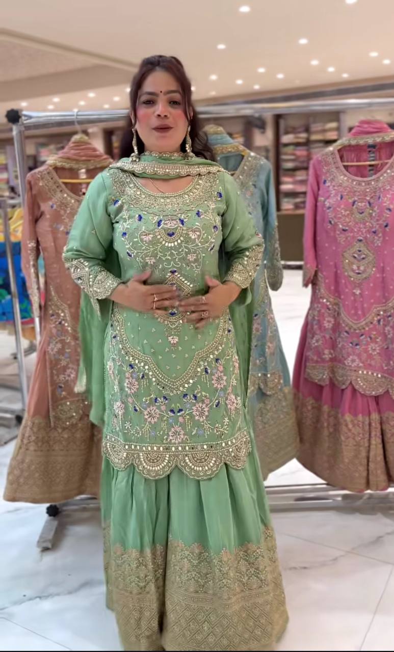 *Launching New Designer Party Wear Look Top , Sharara Plazzo  and Dupatta*