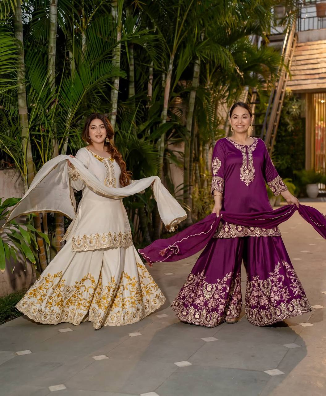 Pure Heavy Natural Crep Silk With Heavy Embroidery Work With Fancy Borders Less Work Sleeve With Fancy Latkan Dori.