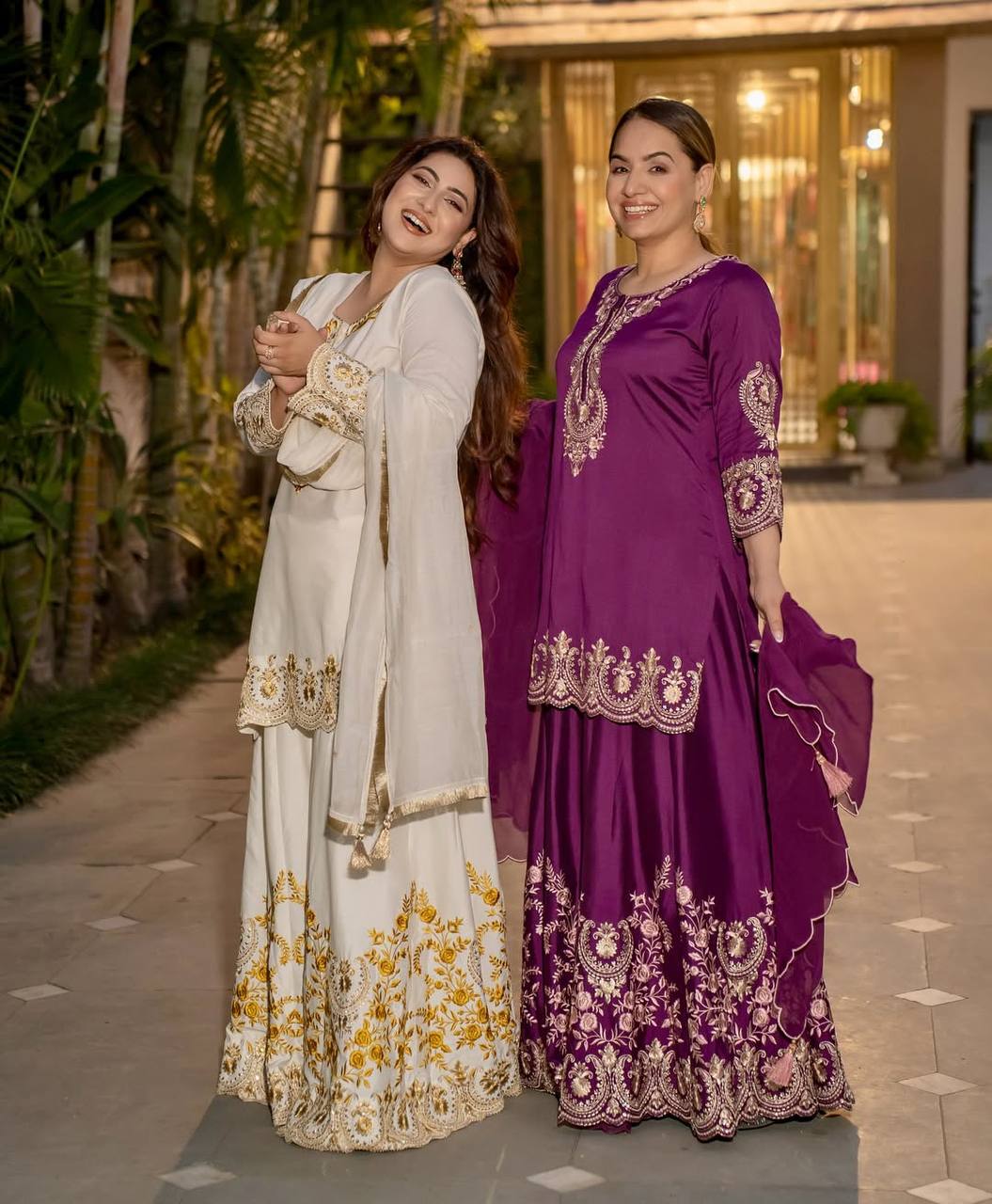 Pure Heavy Natural Crep Silk With Heavy Embroidery Work With Fancy Borders Less Work Sleeve With Fancy Latkan Dori.
