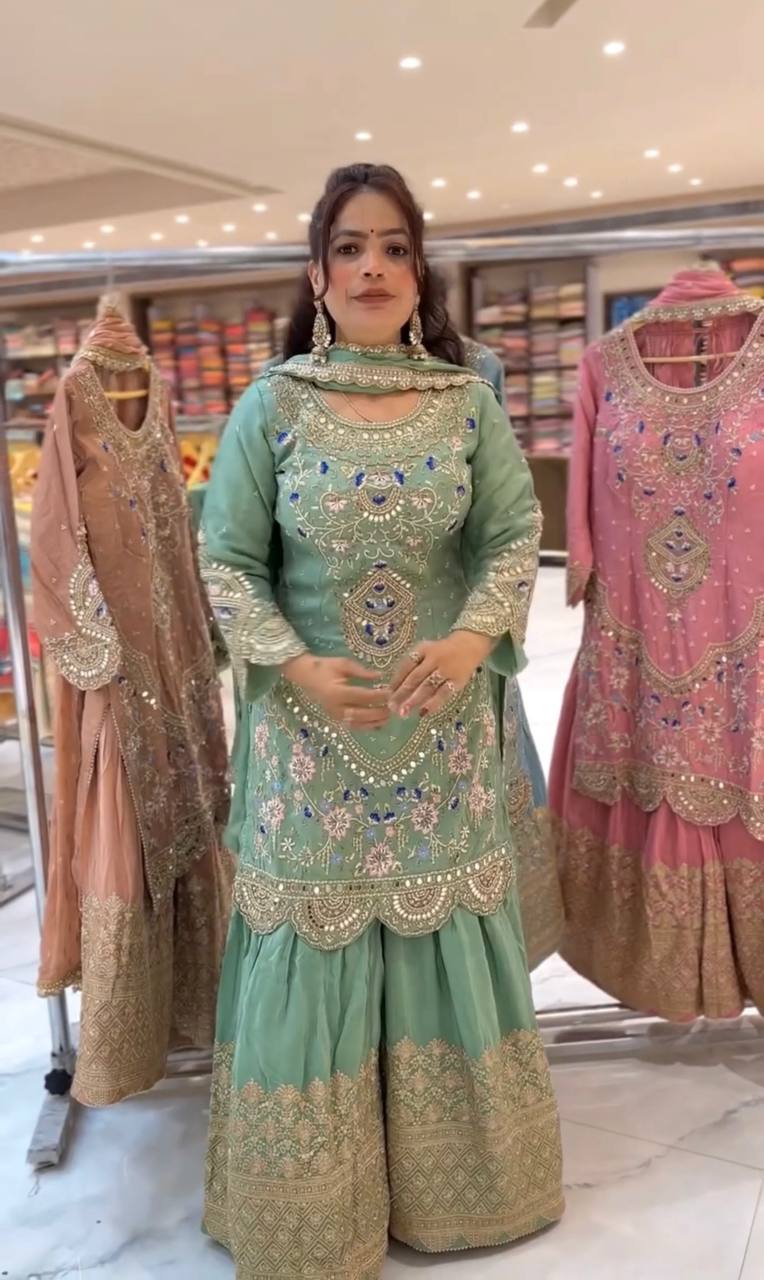 *Launching New Designer Party Wear Look Top , Sharara Plazzo  and Dupatta*
