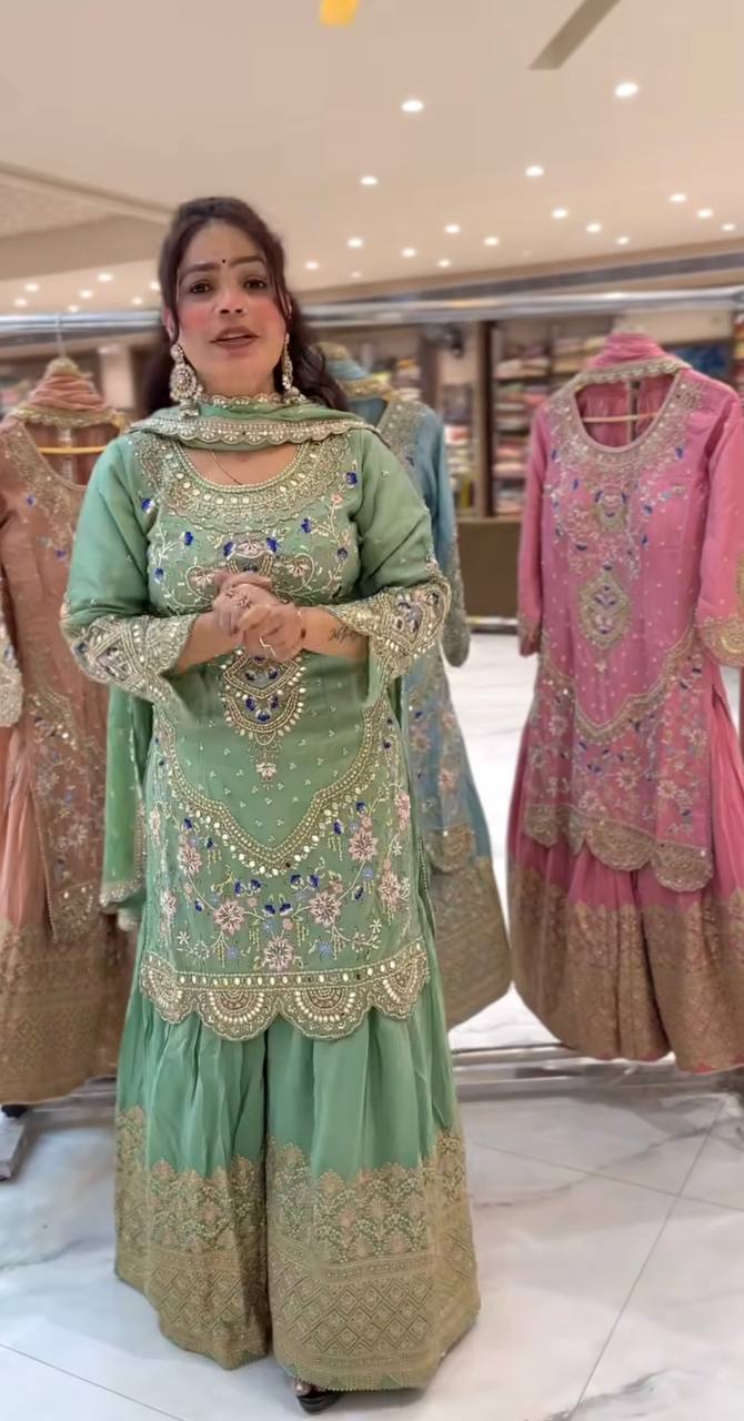 *Launching New Designer Party Wear Look Top , Sharara Plazzo  and Dupatta*