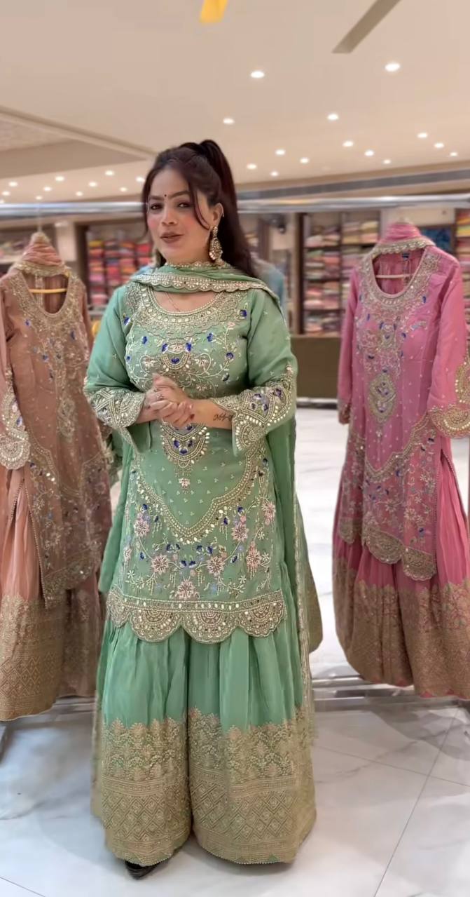 *Launching New Designer Party Wear Look Top , Sharara Plazzo  and Dupatta*