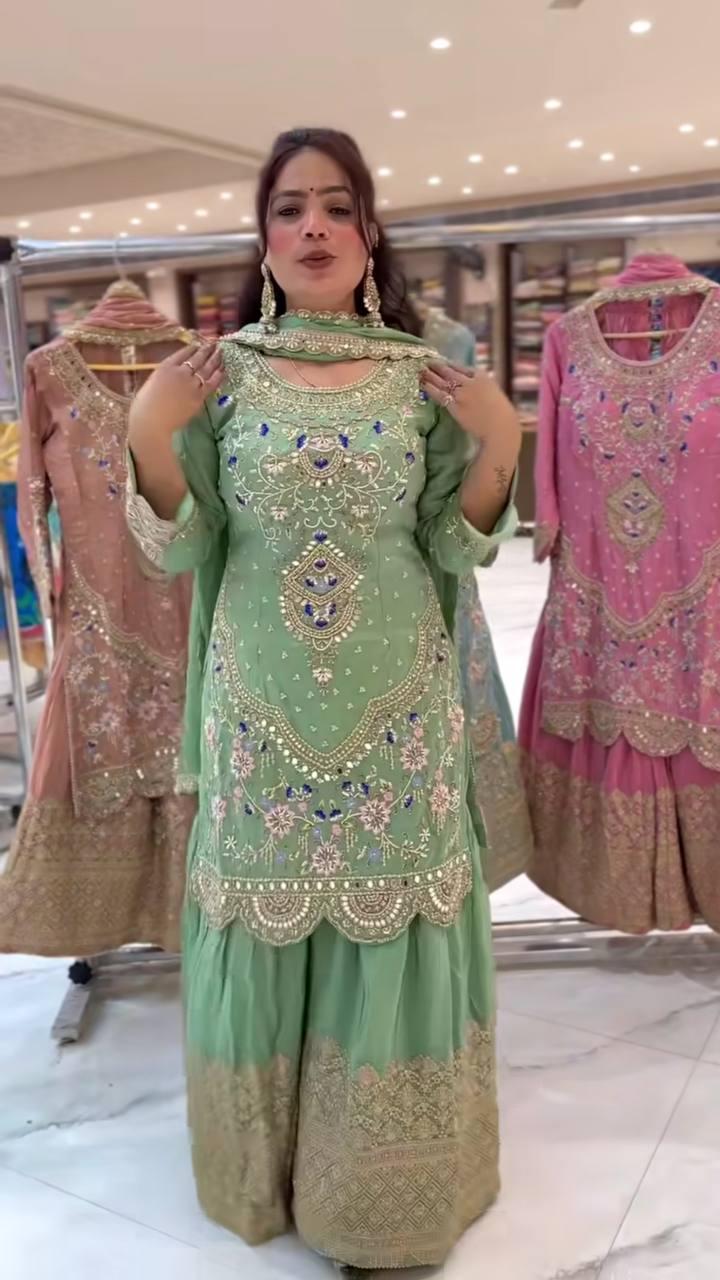 *Launching New Designer Party Wear Look Top , Sharara Plazzo  and Dupatta*
