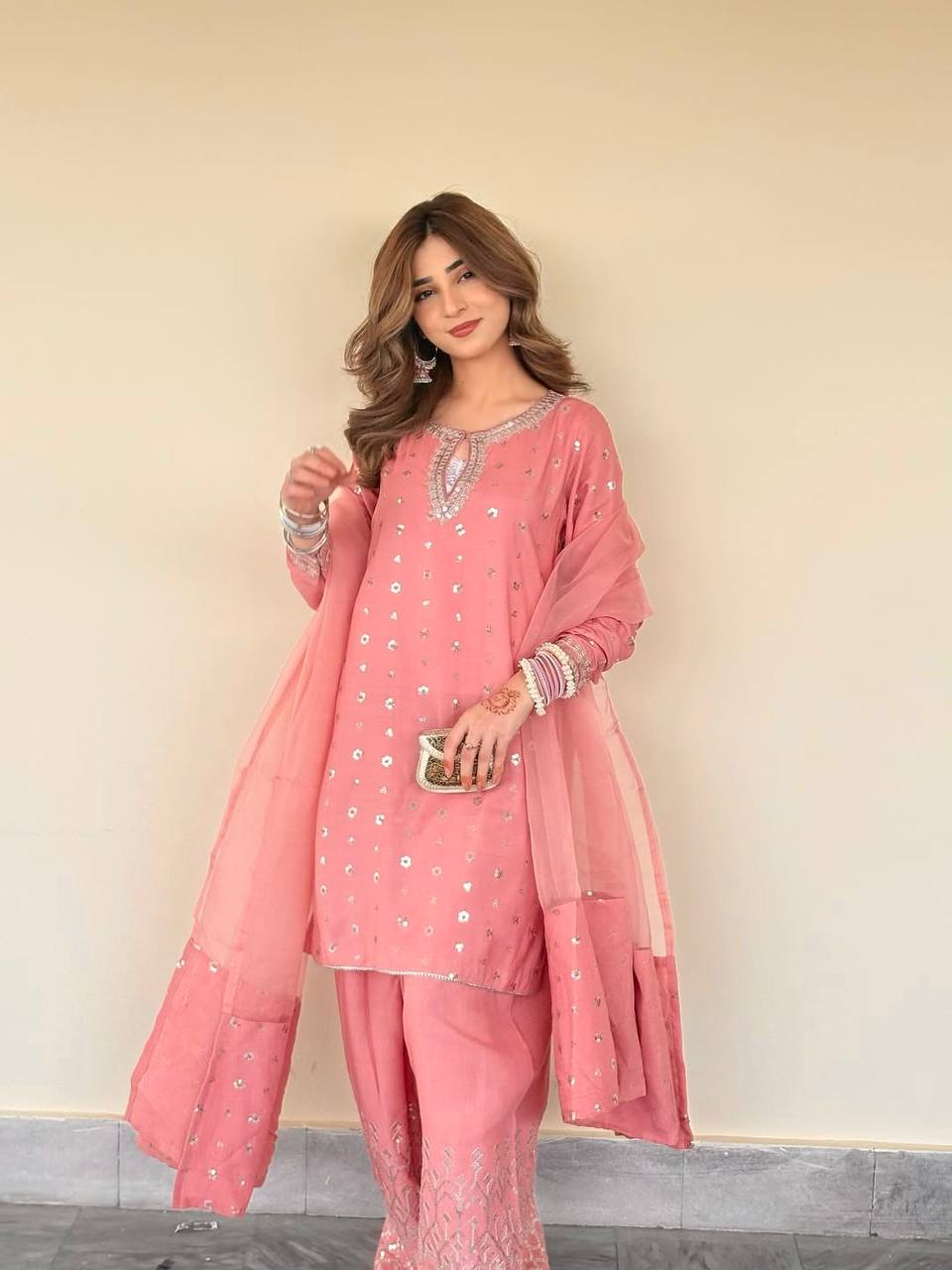 💃*New Launching Đěsigner Party Wear Look top with farshi salwar*💃