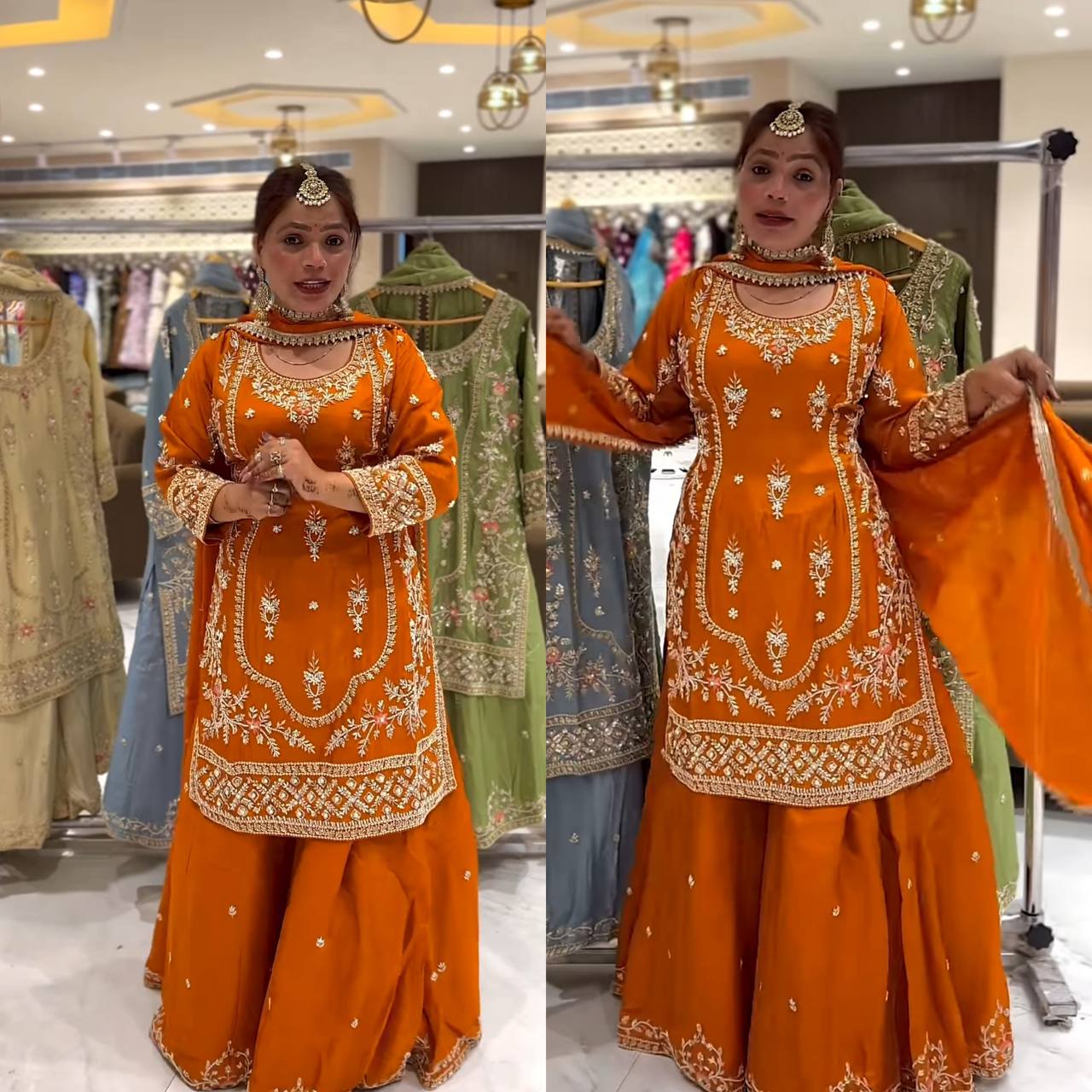*Launching New Designer Party Wear Look Top , Sharara Plazzo  and Dupatta*