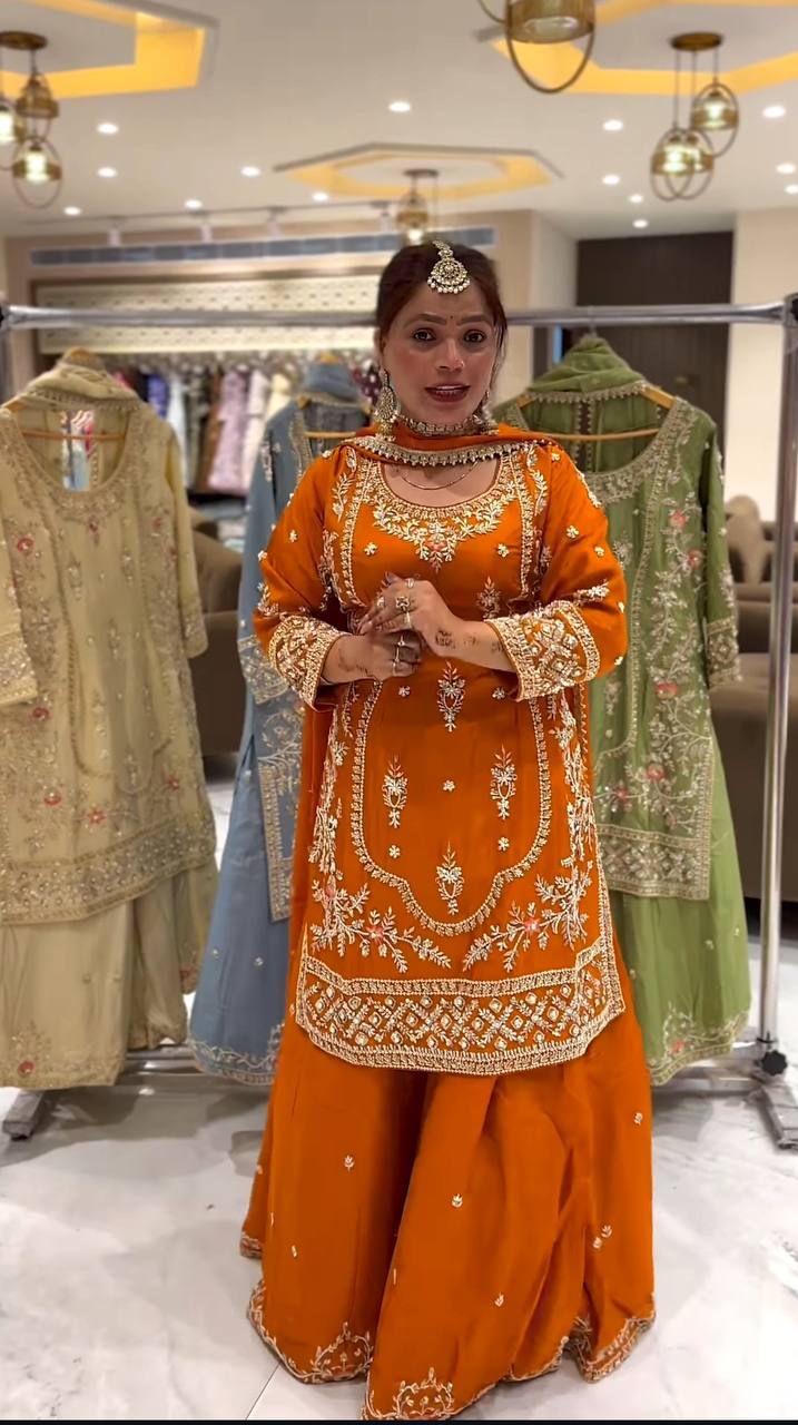 *Launching New Designer Party Wear Look Top , Sharara Plazzo  and Dupatta*