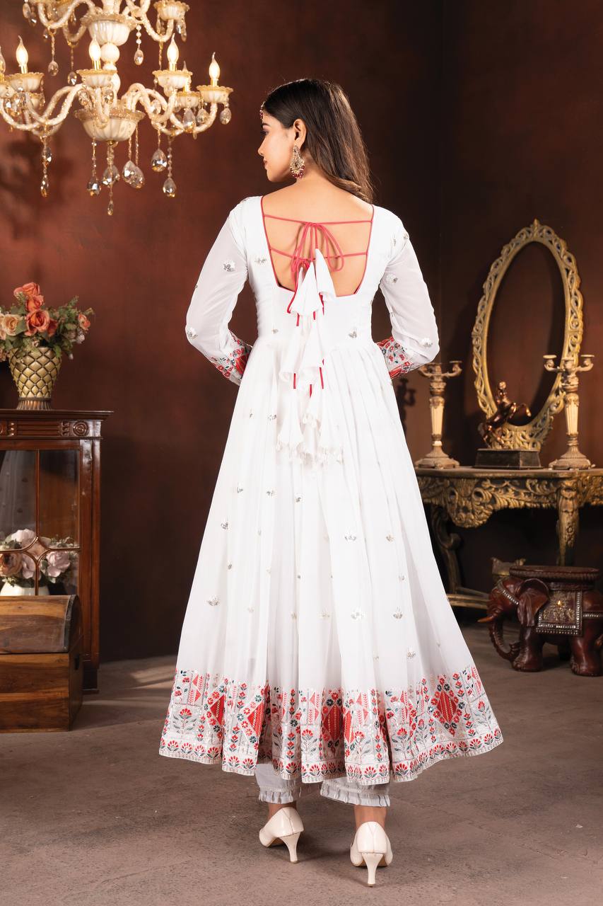 Designer Anarkali Suit is luxury clothing Considered to be high quality Made by Thread-Sequins Embroidery.
