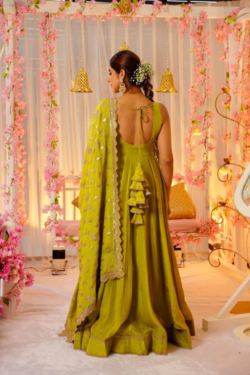 Designer Anarkali Suit is luxury clothing Considered to be high quality Made by Thread-Sequins Embroidery.