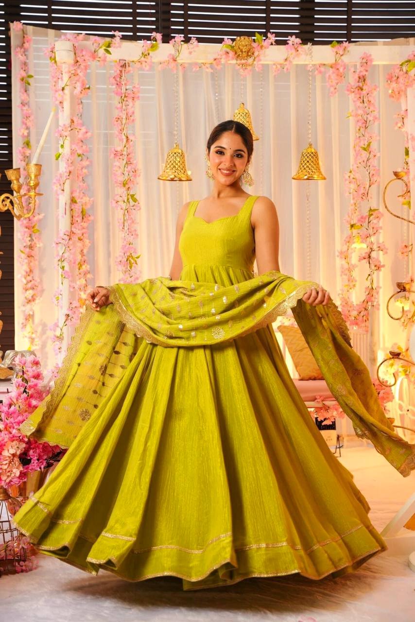 Designer Anarkali Suit is luxury clothing Considered to be high quality Made by Thread-Sequins Embroidery.